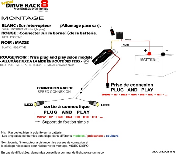 Schéma de montage du module Driveback 8