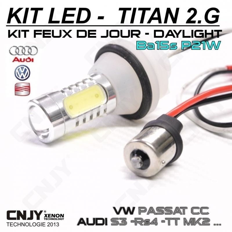 2 AMPOULE LED CNJY TITAN2.G KIT BA15S P21W ANTI ERREUR PLUG AND PLAY SANS ERREUR ODB POUR FEUX JOUR DIURNE VW PASSAT CC 