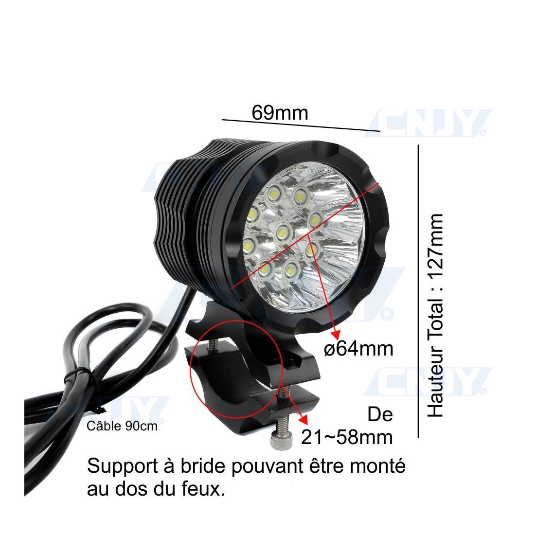 Feux auxiliaire led moto DEEPER® COMBO longue portée et anti brouillard  solide, puissant et universel.