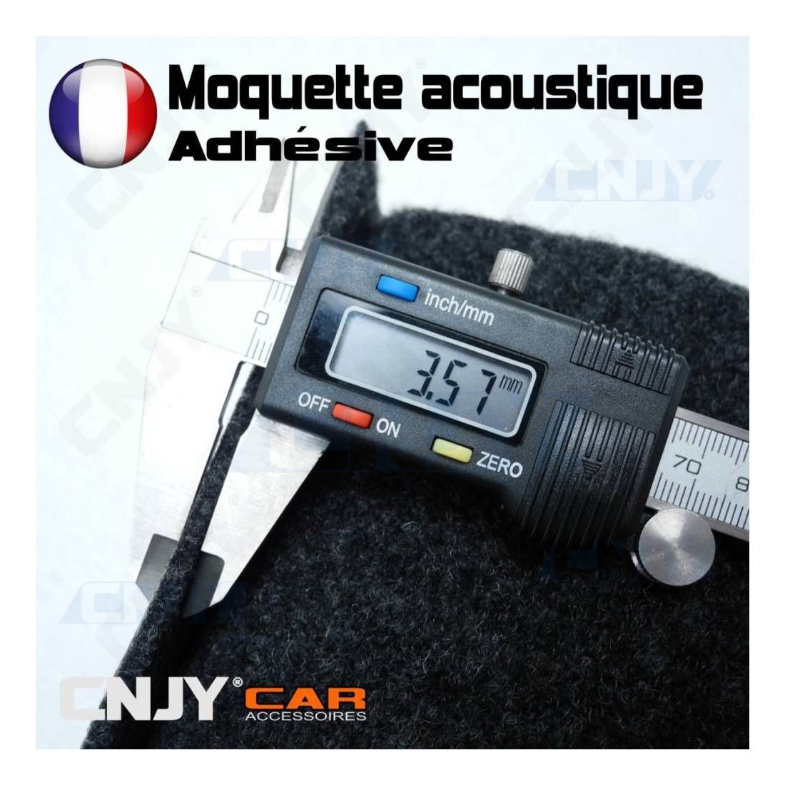 Moquette acoustique adhésive noir pour sellerie auto camping car  recouvrement et capitonnage automobile hifi en rouleau.