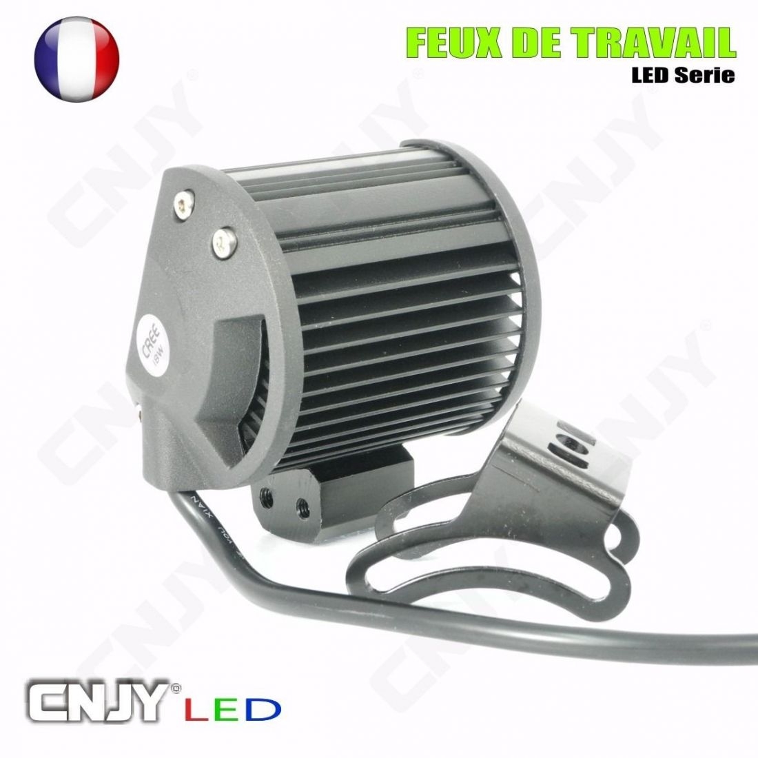 Phare de travail led GZER® 18W SPOT multivoltage 12v 24V de CNJY® .