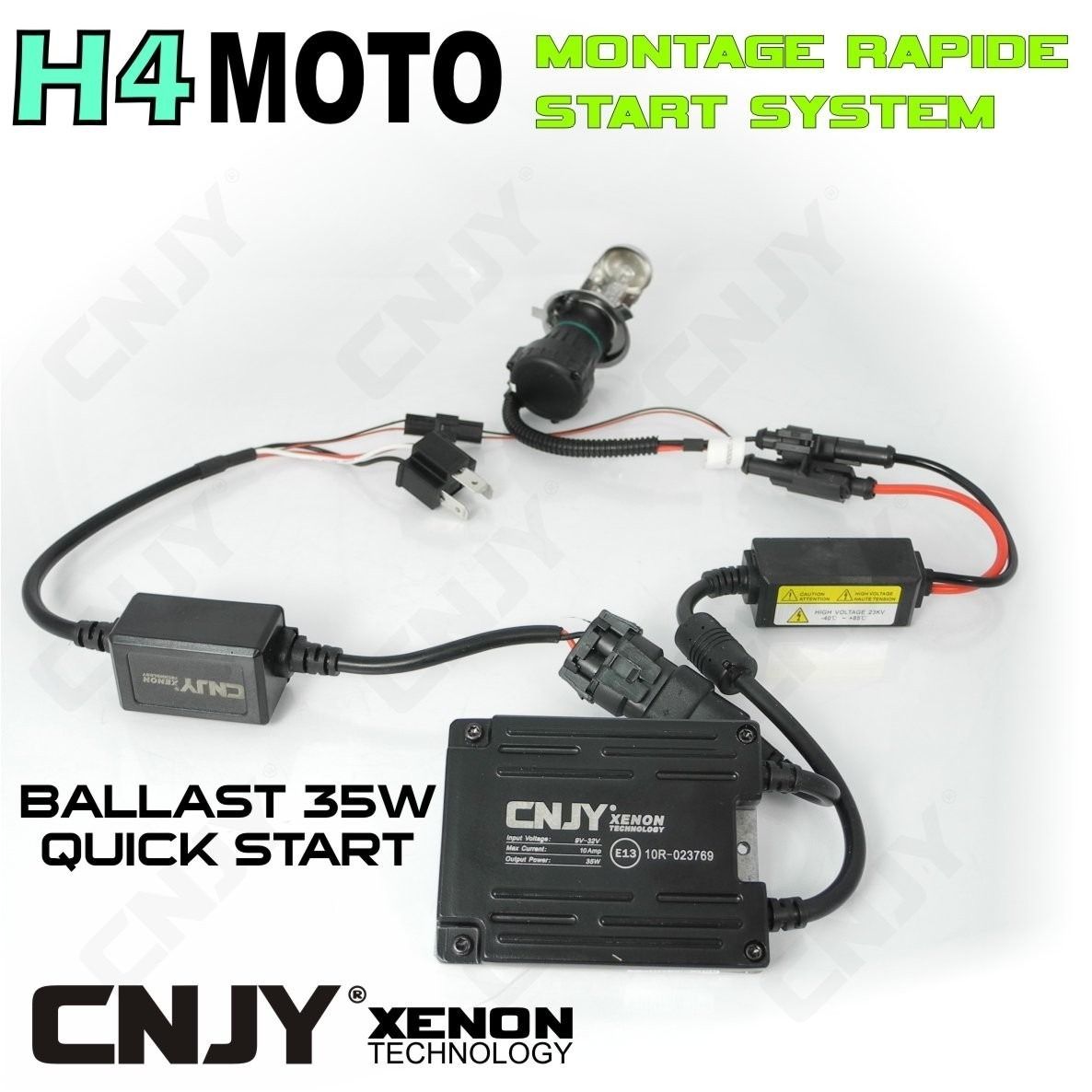 KIT BI XENON BIXENON H4 MOTO XENON 35W BALLAST PRISE H4 HI/LOW PLUG AND RUN