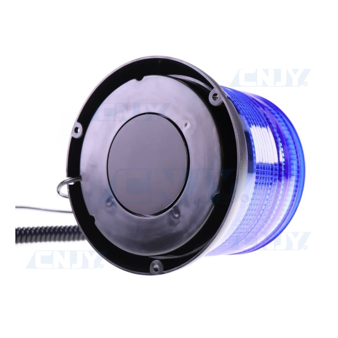 Feu tournant à led bleu compact gyrophare extra plat et flash magnétique à  led 36W et fiche allume cigare ECE R65 12V 24V.