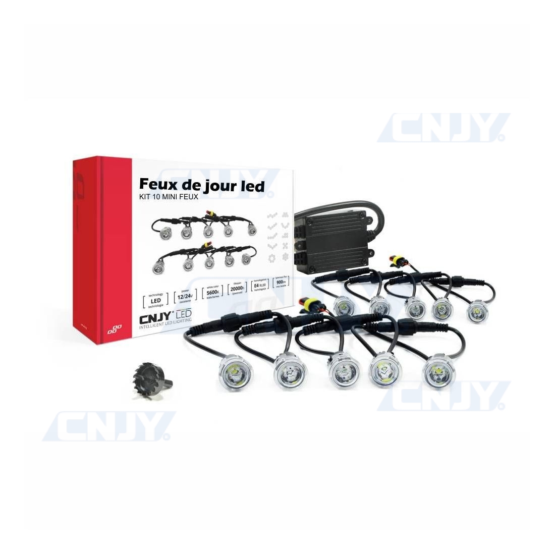 2 Phares Avant LED 60W - 12V/24V, Dimensions 200x140x70 Mm - Feux De Route, Croisement, Diurne (blanc/ambre) - Homologué E9, IP67 - Pour 4x4, Moto, VTT, Tout-terrain