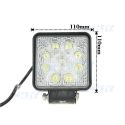 Phare de travail led 24W carré 12V 24V Gzer CNJY pour camion 4x4 auto.