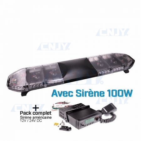 Gyrophare rampe de toit led 120cm combiné sirène américaine