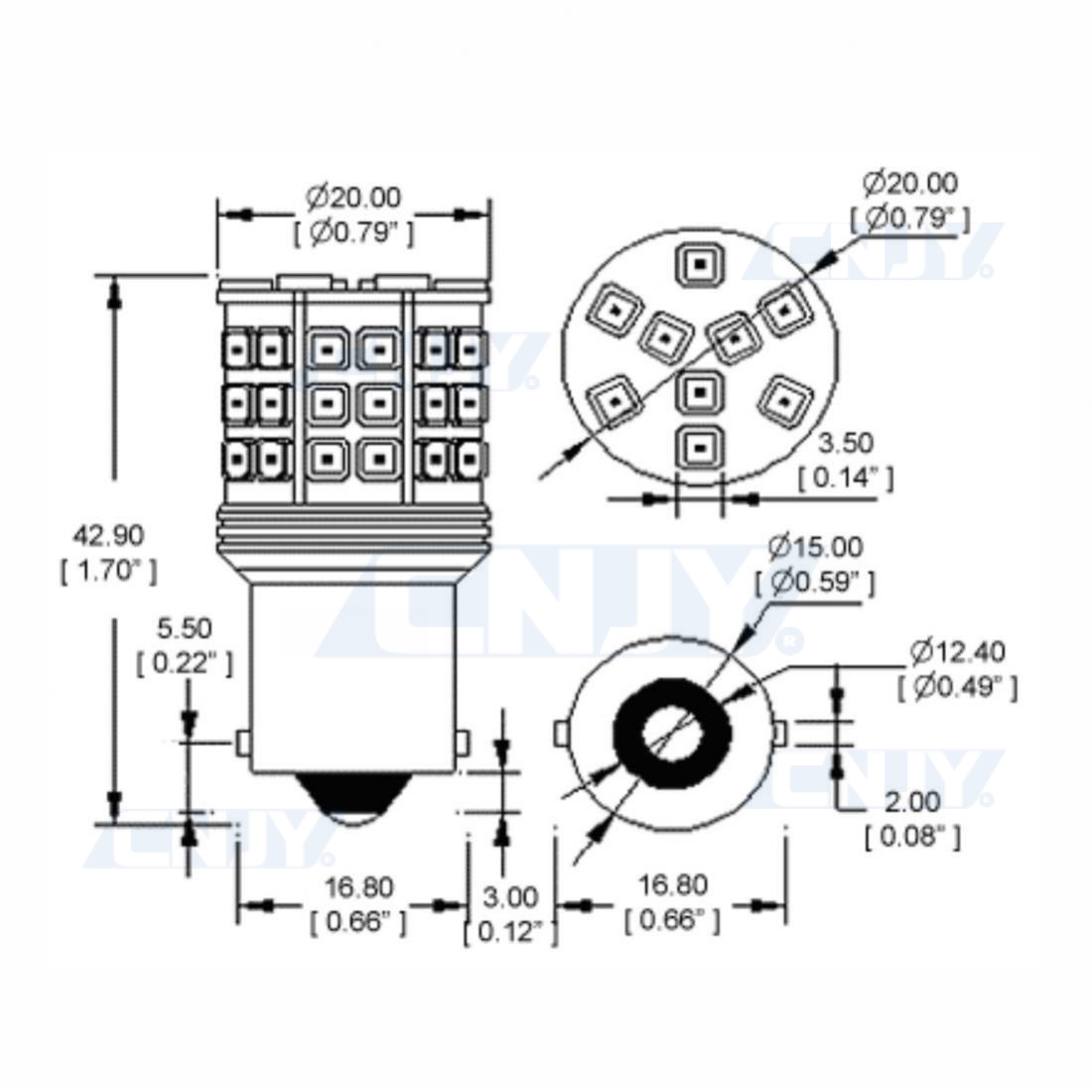 Ampoule LED P21W-BA15S-1156 haut de gamme