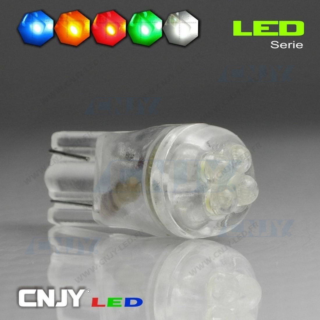 Ampoule led T10 W5W WY5W de veilleuse auto, moto, blanc, bleu, rouge, vert,  orange et violet