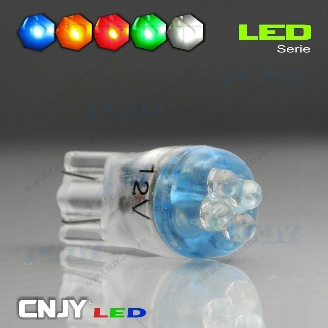 Ampoule led T10 W5W WY5W de veilleuse auto, moto, blanc, bleu, rouge, vert,  orange et violet