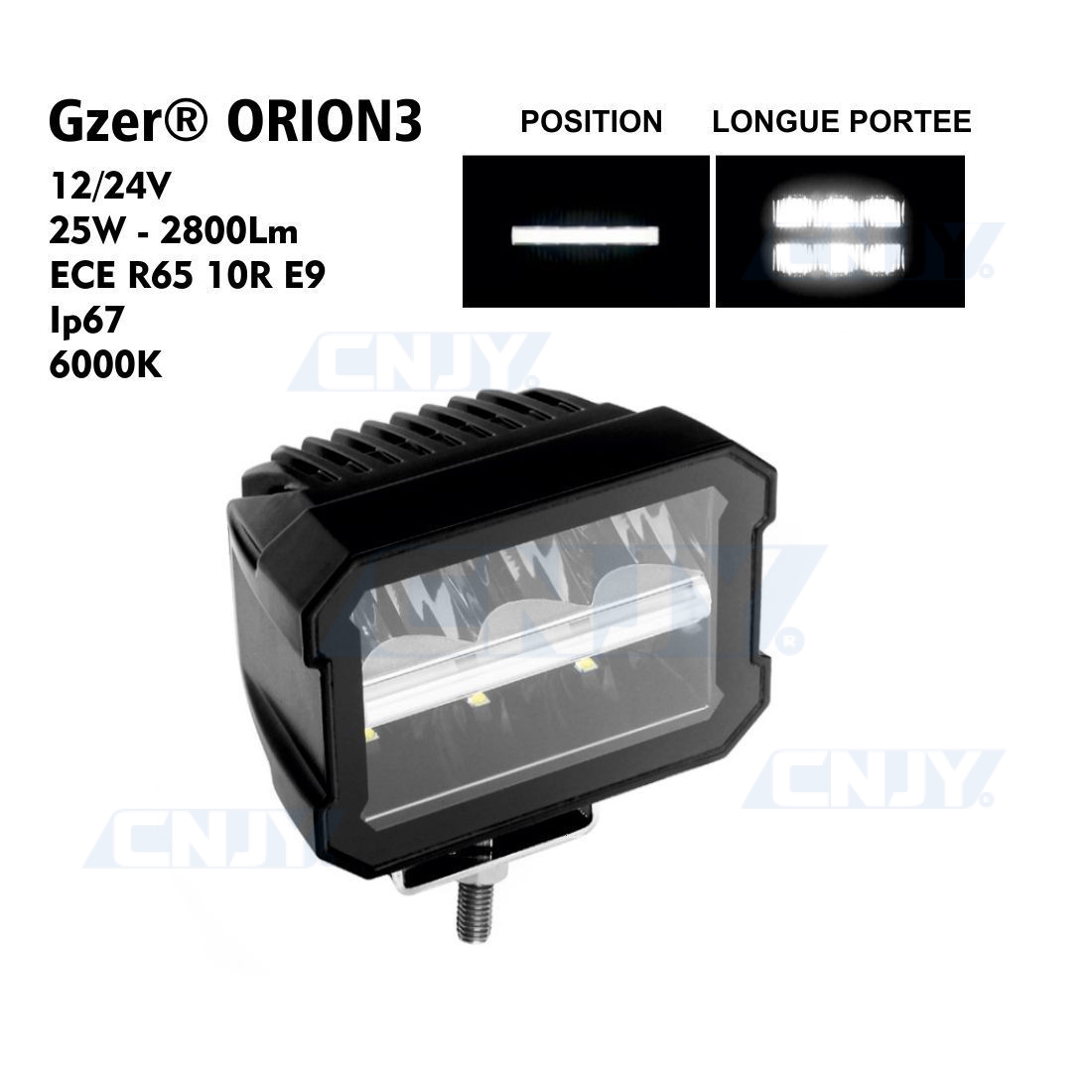 Phare longue portée et position à led GZER®JUMBO XXL 64W 12V 24V. SPOT POUR  AUTO MOTO 4X4 CAMION