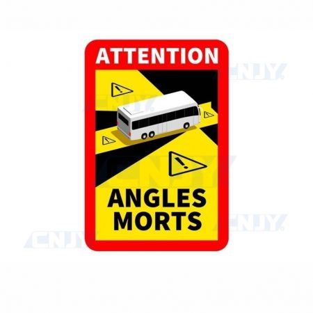 AUTOCOLLANT ANGLES MORTS 25X17 CM, BUS, CAMION, REMORQUE - STRATIFIÉ & ANTI-UV