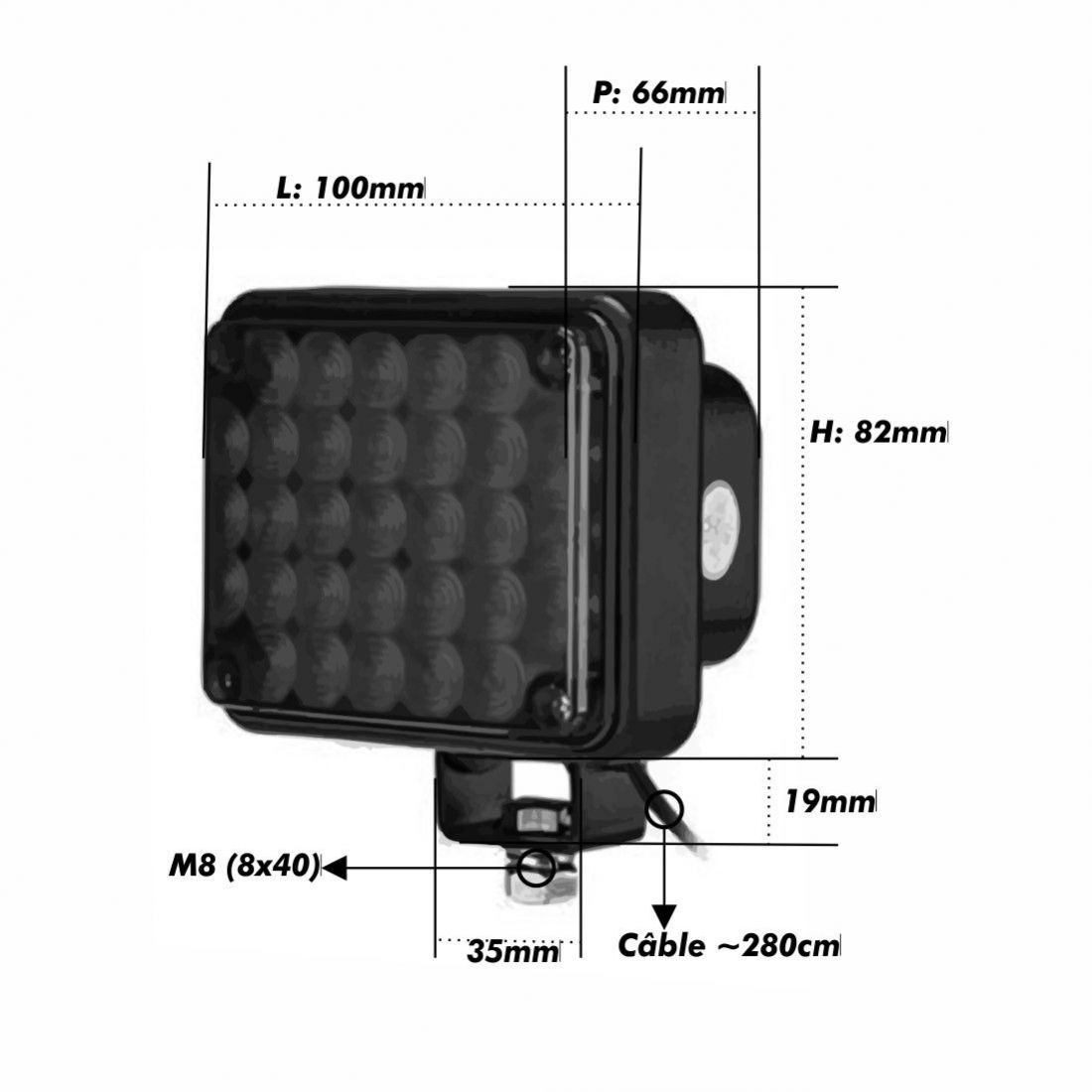 Feu de signalisation avertisseur visuel clignotant pour automatisation de  portail CNJY® GPA-Z2 à led orange 220V AC.