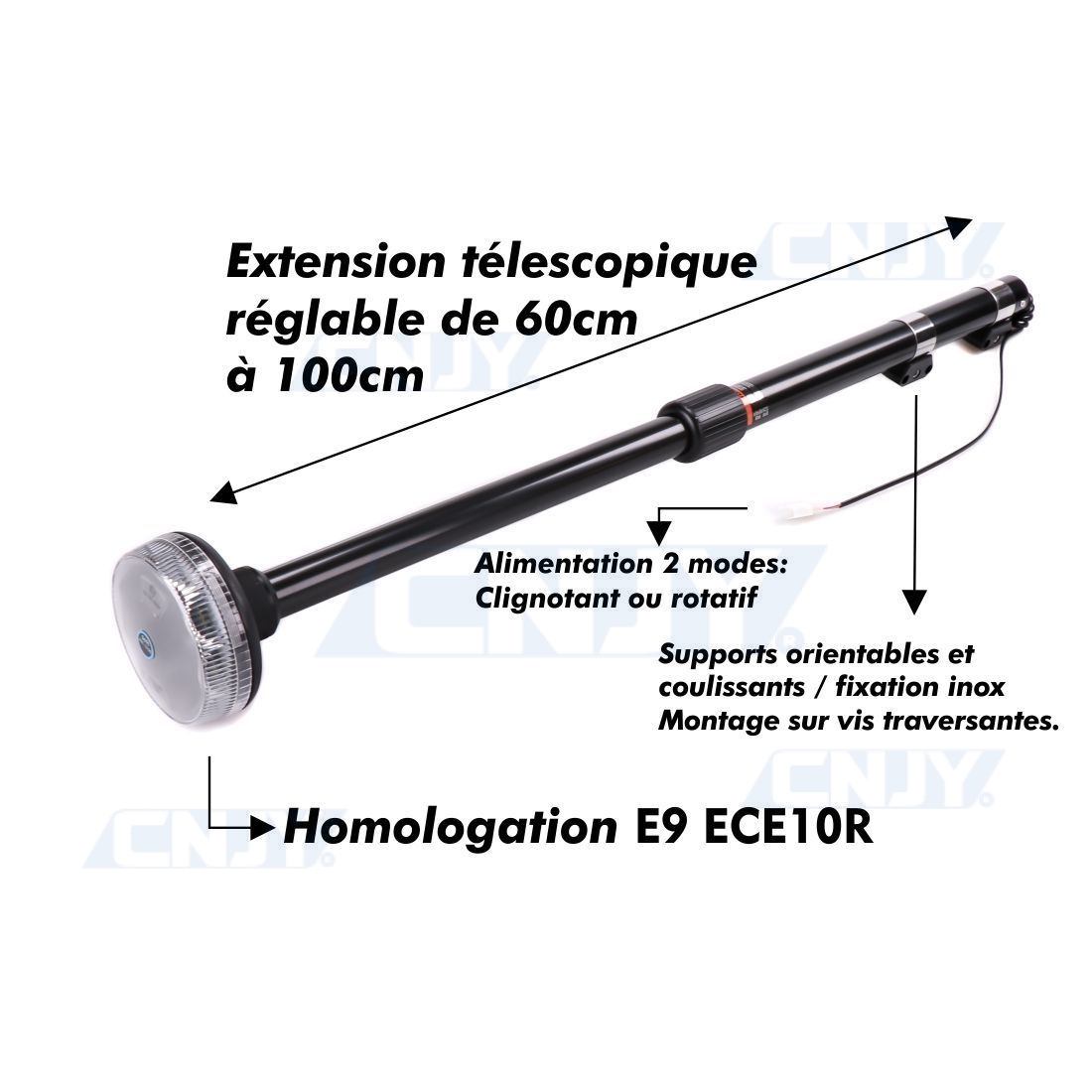 Gyrophare led moto télescopique