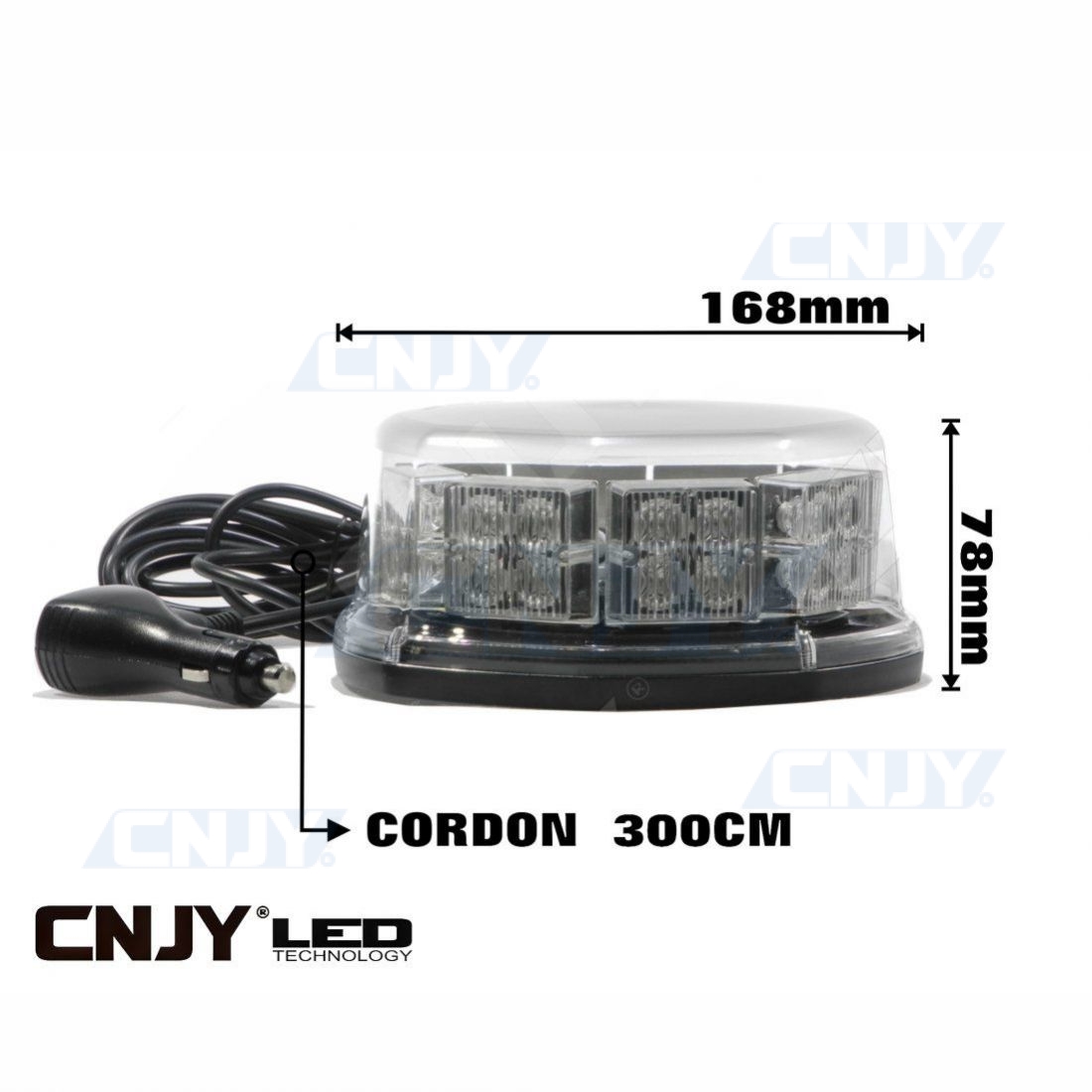 Gyrophare LED avec Base Magnétique pour Véhicules 12V avec Prise