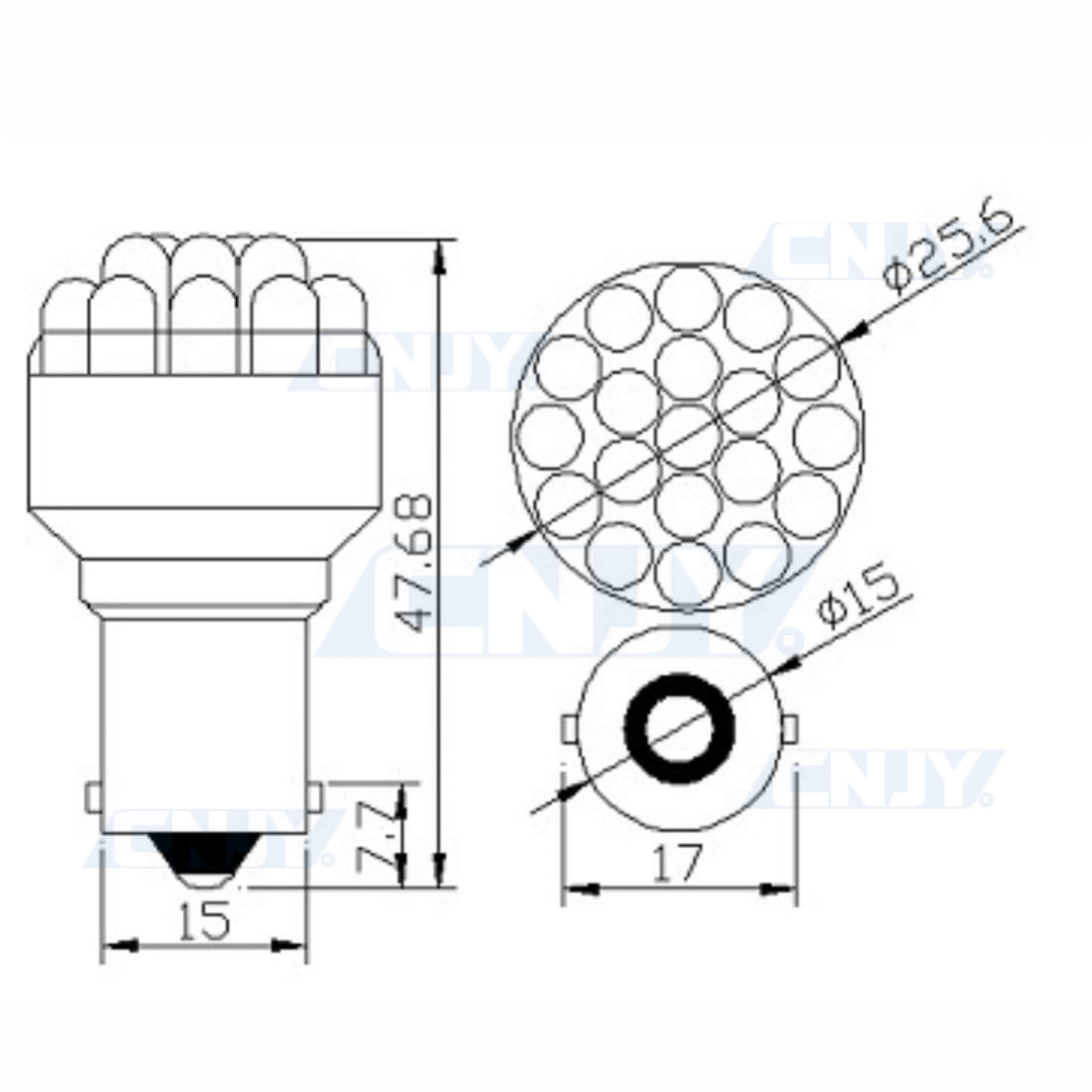 AMPOULE GRAISSEUR BA15S 19 LED ROUGE TYPE R5W R10W P21W 1156 12V