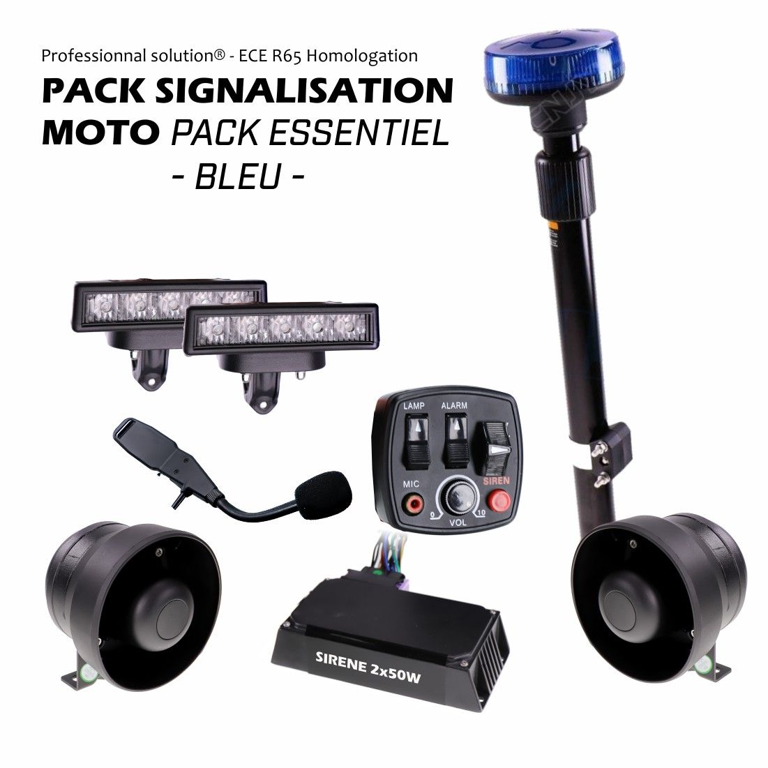 PACK SIGNALISATION PRO FEUX A ECLAT LED, GYROPHARE MAT
