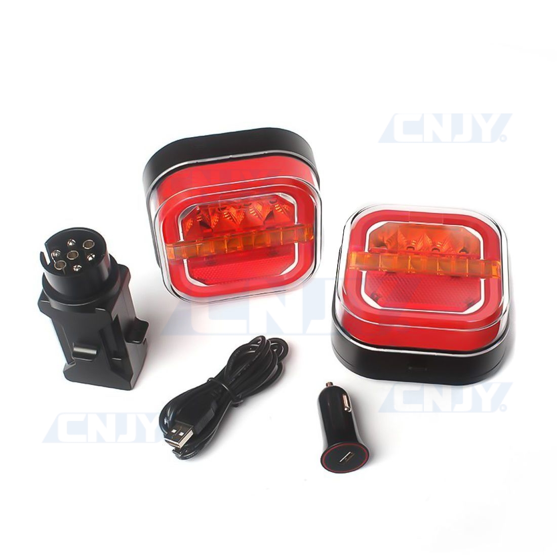 Kit de signalisation magnétique led sans fil rechargeable spot veilleuse  clignotant pour remorque 12V