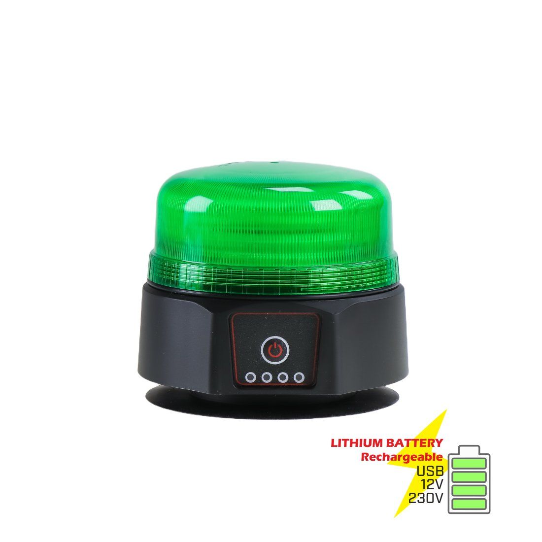 Gyrophare led vert autonome et magnétique rechargeable sans fil ECE R65 10R  .