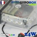 Gyrophare led blanc et orange magnétique Gyrobox 24W rampe extra plat 12V