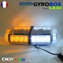 Gyrophare led blanc et orange magnétique Gyrobox 24W rampe extra plat 12V