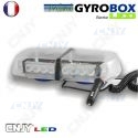 Gyrophare led blanc et orange magnétique Gyrobox 24W rampe extra plat 12V