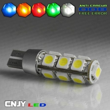1 AMPOULE LED W5W T10 12V 13 LED SMD 5050 ANTI ERREUR CANBUS ODB