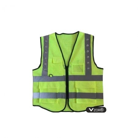 Gilet jaune fluo de sécurité réfléchissant et lumineux à led VZor®Tex2