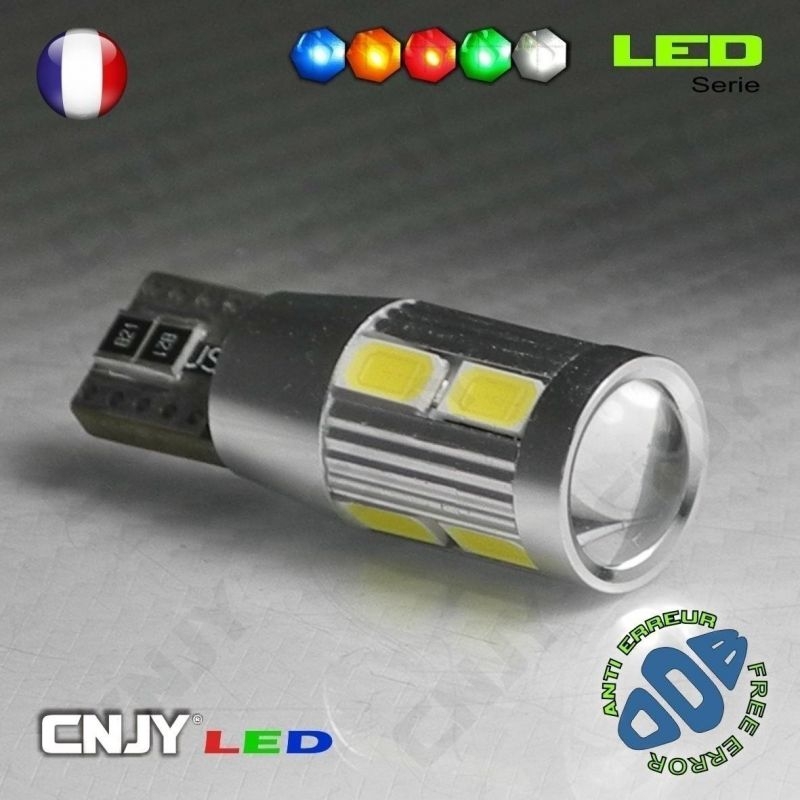 Ampoule Led T10 culot W5W 50 Watts CREE sans erreur ODB Orange 12-24v