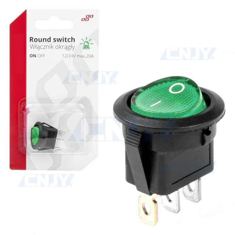 interrupteur auto On/Off rond lumineux à led vert