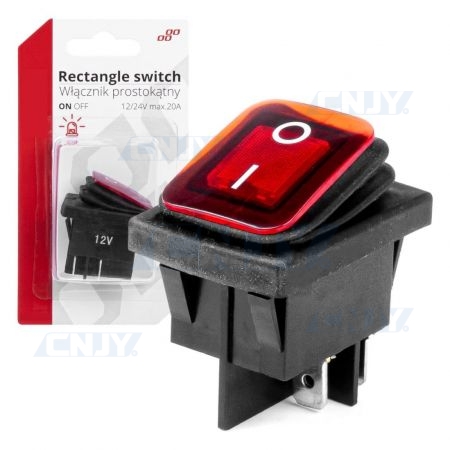 interrupteur auto On/Off rectangulaire lumineux à led rouge
