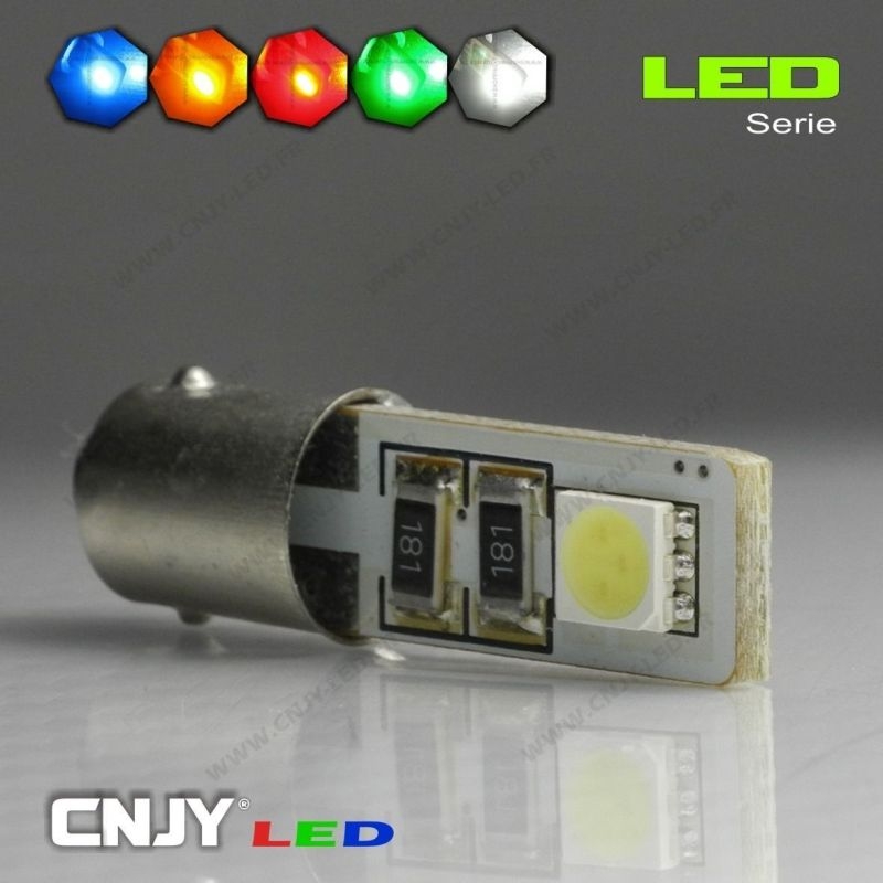 1 AMPOULE BA9S T4W 2 LED 5050SMD 12V POLARISEE CANBUS ANTI ERREUR ODB