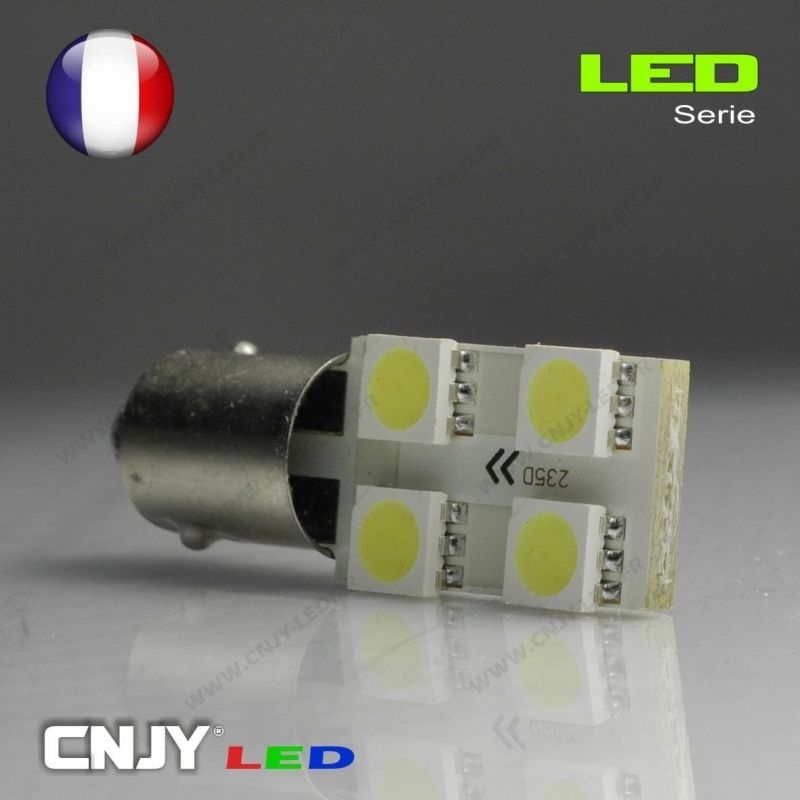 1 AMPOULE BAX9S H6W 4 LED 5050SMD 12V BI-POLAIRE CANBUS ANTI ERREUR ODB special plafonnier