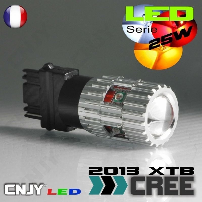 1 AMPOULE LED 25W T20 3156 TYPE W21W 5 CREE LED + LENTILLE 