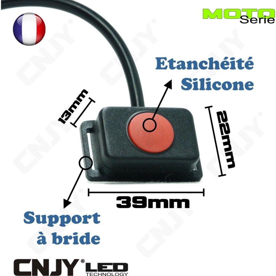 7mm LED Moto Interrupteur Sur + Off Support Guidon Push Bouton 12V