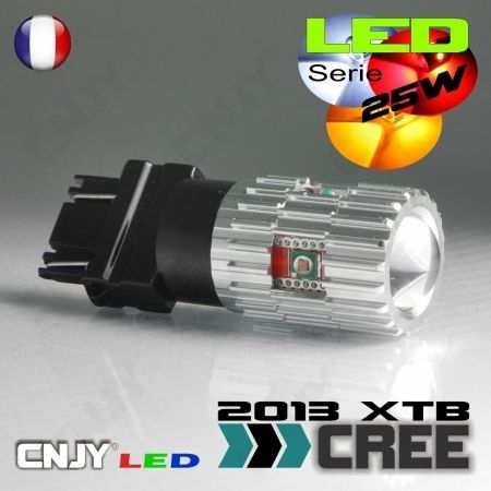 1 AMPOULE LED 25W T20 3157 TYPE W21/5W 5 CREE LED + LENTILLE