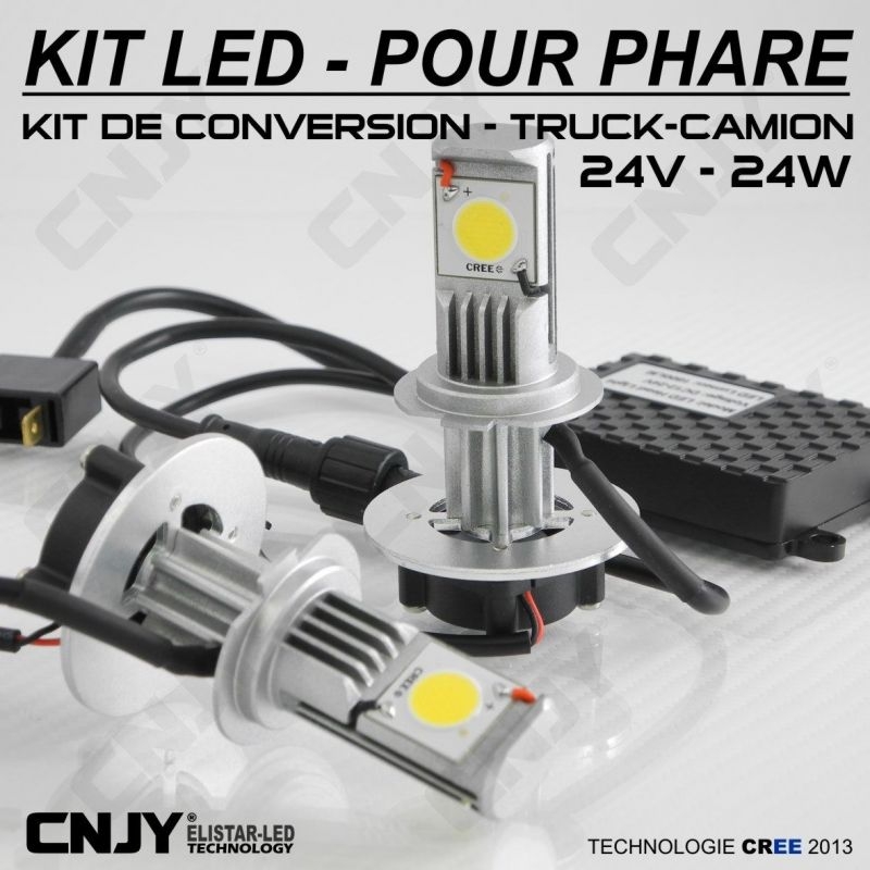 KIT LED CNJY ELISTAR H7-PX26D 24V BLANC 5500K 2 AMPOULES POUR FEUX  CROISEMENT-DE ROUTE-ANTI BROUILLARD CAMION à 139,46 € che