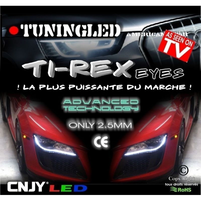 2 Bandes feux de jour led TiREX look phare audi 12V