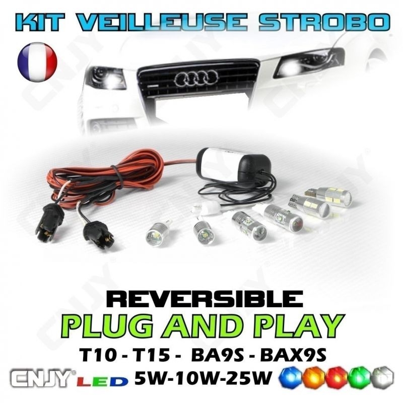 KIT MODULE 2 AMPOULES VEILLEUSE STROBOSCOPIQUE STROBO/FIXE PACE CAR FEUX DE  PENETRATION 12V AUTO MOTO à 33,79 € chez [SHOP_