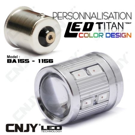 1 AMPOULE TITAN PERSONNALISATION S25 BA15S P21W R5W R10W 1156 BASE 12LED 5630+ LENTILLE CREE LED 10W