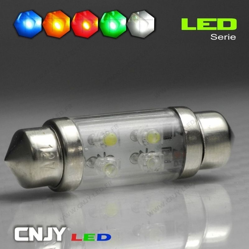 1 AMPOULE TYPE NAVETTE C5W 12V A 4 LED RONDE 36MM