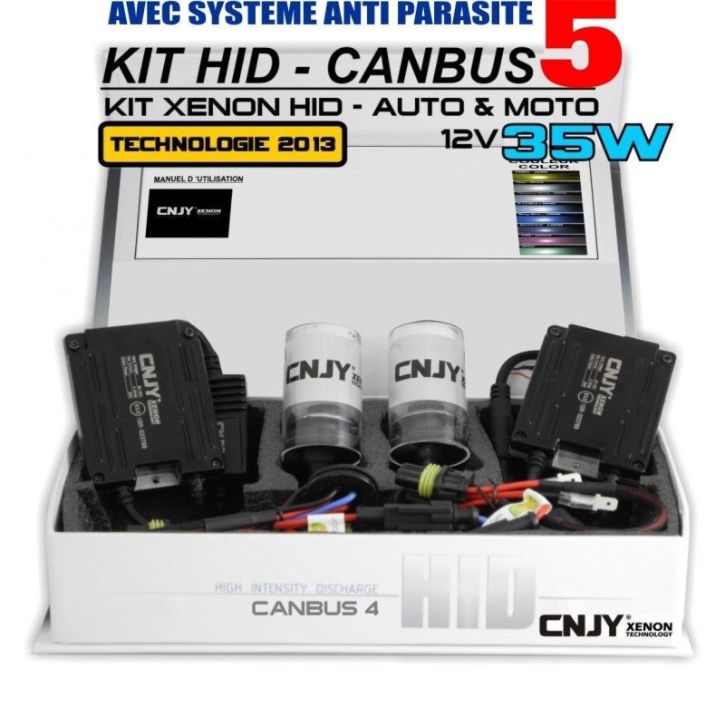 KIT DE CONVERSION HID H7-BALLAST AC CANBUS 5 TECHNOLOGIE+ SYSTEME ANTI PARASITE HAUTE PERFORMANCE AMPOULE 35W - 12V PX26D 