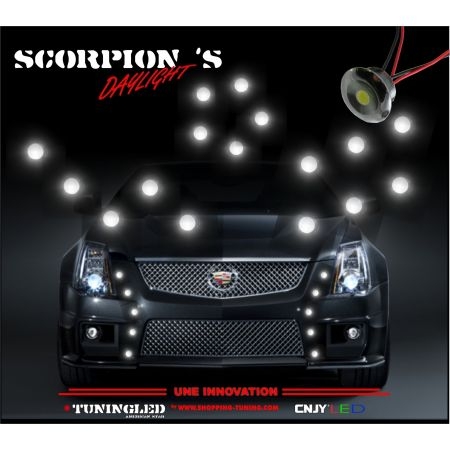 FEUX DE JOUR DIURNE SCORPION'S STYLE DS3 10x 1W LED CHROME - KIT DRL INCLU 