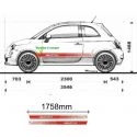 STICKERS ABARTH 180CM DE LONG 2 BANDES LATERALES - COULEUR AU CHOIX 