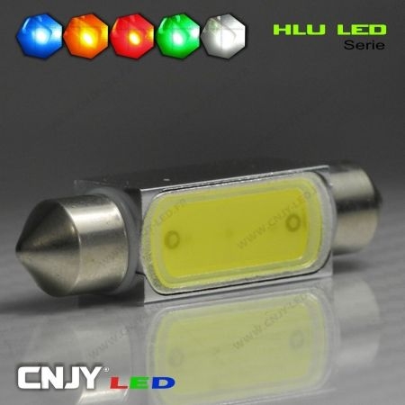 10 ampoules LED C5W 41mm 12V 8x LED 3mm bleu