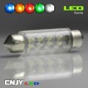 1 AMPOULE TYPE NAVETTE C5W 12V A 6 LED RONDE 42MM