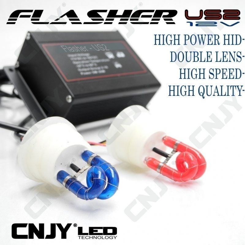 FLASHER US2-12V ROUGE & BLEU FLASHING CAR AMERICAIN POUR OPTIQUE DE PHARE - PACE CAR HID DOUBLE -