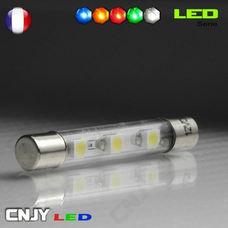 1 AMPOULE TUBE TYPE NAVETTE C5W 12V A 3 LED SMD 39MM