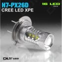 1 AMPOULE 16 LED H7 PX26D TYPE 80W CREE XPE LENTICULAIRE 12V POUR FEUX DE JOUR & PHARE ANTI BROUILLARD