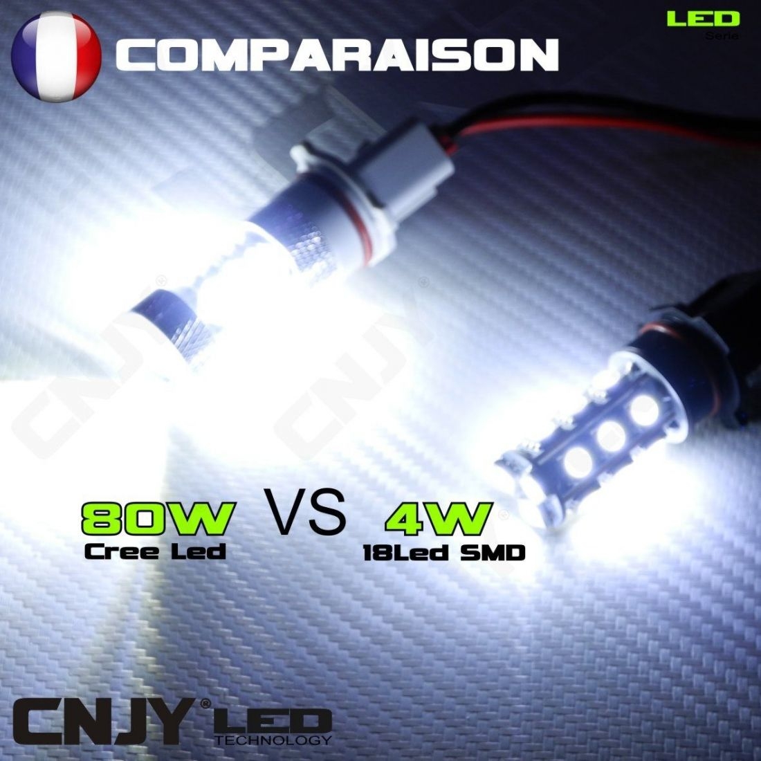 2 AMPOULE H7 80W SURPUISSANTE A 16 LED CREE SAMSUNG DE 5W - BLANCHE -  ADTUNING FRANCE