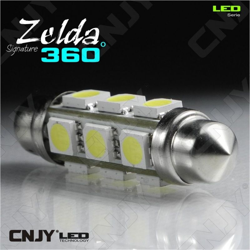 AMPOULE LED AUTO NAVETTE C10W 42mm 360° ZELDA FULL 12SMD 5050 -AUTO-MOTO-REMORQUE-CARAVANE -PLAFONNIER-ECLAIRAGE DE PLAQUE